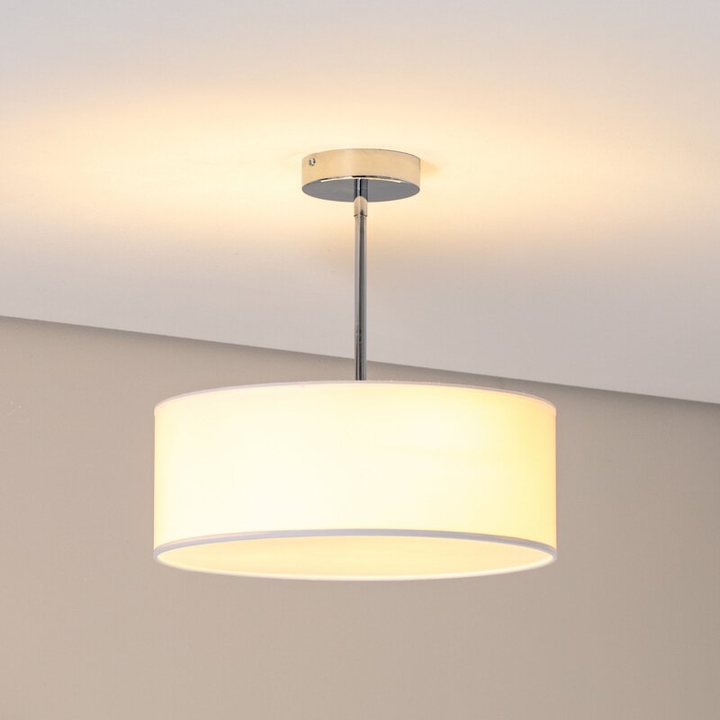 Oja Deckenleuchte Lampe chrom/weiß Hängelampe Ø40cm Textil Stahl Beleuchtung - 5902553234336