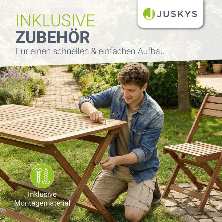 Gartenmöbel Set Rimini Akazienholz Gartengarnitur 5-teilig Tisch 4 Stühle Natur - 4262437187440