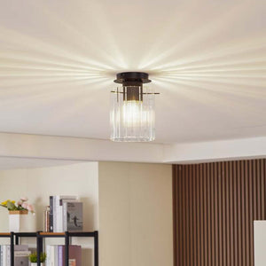 B-Ware Lucande Deckenleuchte Eirian LED Lampe dimmbar schwarz Glas E27 Ø18cm 1-flammig