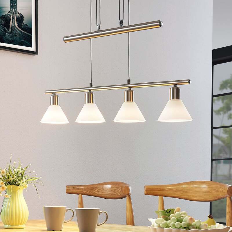 Lindby Pendelleuchte Lampe Leuchte Hängeleuchte Delira LED dimmbar nickel 4-flg - 4251096563023