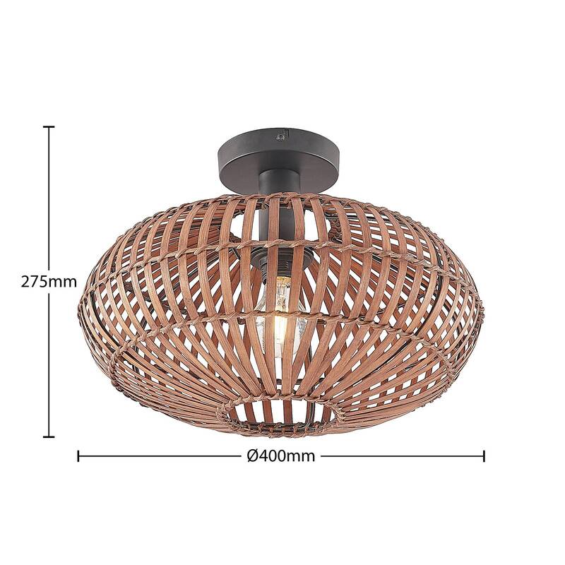 Lindby Majeora Deckenleuchte Hängeleuchte Lampe Leuchte Bambus E27 dunkelbraun - 4251911750652