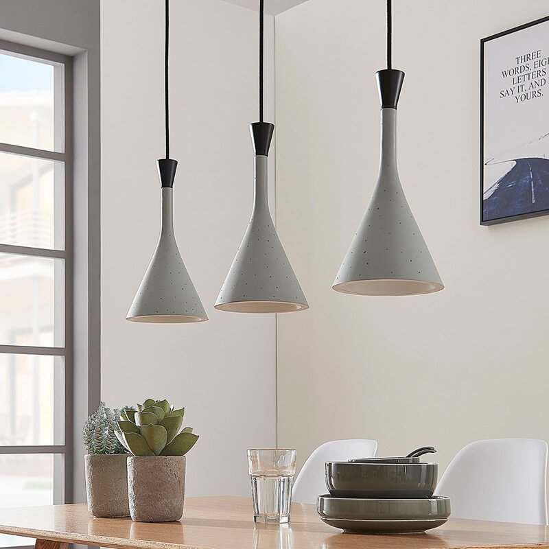 Lindby Hängeleuchte Hängelampe Lampe Leuchte Flynn fürs Esszimmer grau 3-flg. - 4251096546040