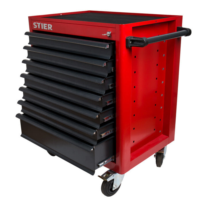 STIER Werkstattwagen leer Werkzeugwagen mit 7 Schubladen rot 884x696x490mm - 4260438995750