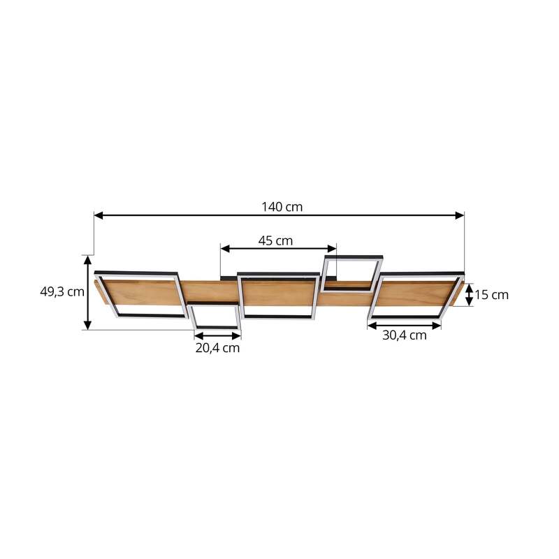 Lindby Deckenlampe Deckenleuchte Galad LED Lampe dimmbar Holz schwarz 140cm - 4251911791631