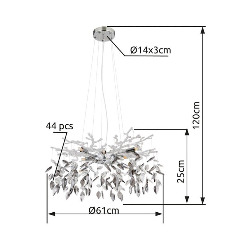 Globo Kronleuchter Danna Deckenleuchte chromfarben/rauchgrau/klar Ø61cm Lampe G9 - 9007371457809