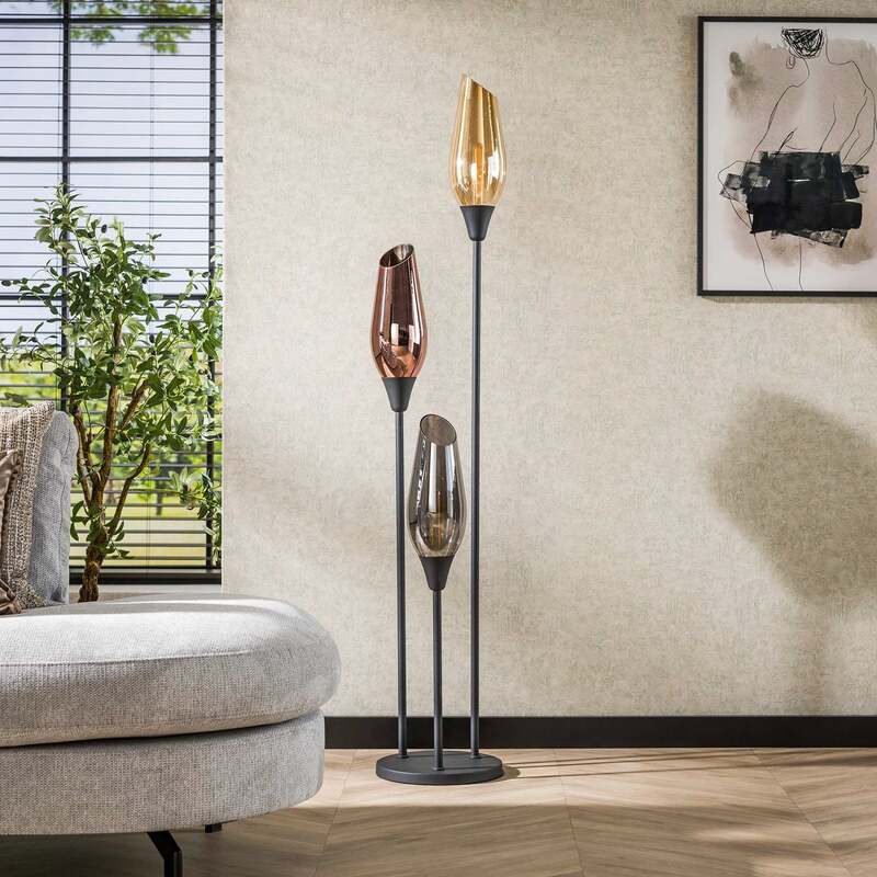 Stehlampe Mixture 168cm 3-flammig Lampe Leuchte bunt transparent schwarz Glas - 8713244076909