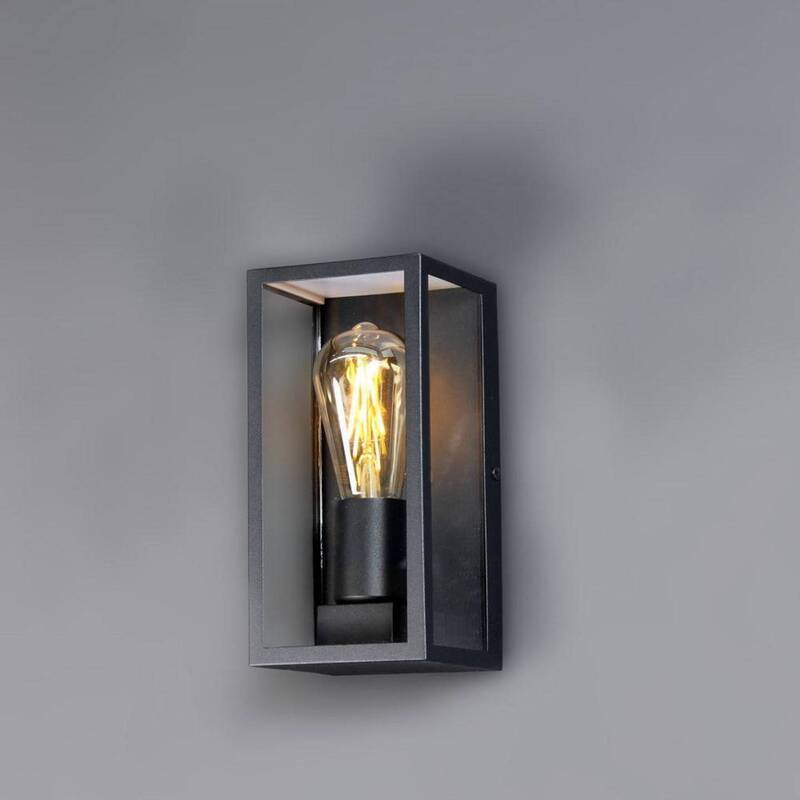 Eco-Light Außenwandleuchte Karo Aluminium Glas schwarz Wandlampe Lampe Leuchte - 4250294315595