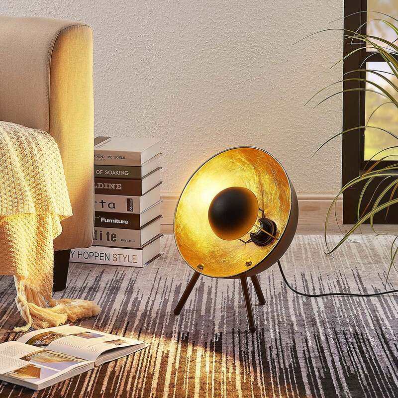 Lindby Tischlampe Muriel LED Lampe Leuchte schwarz gold Metall 38cm Höhe 31cm - 4251096551808