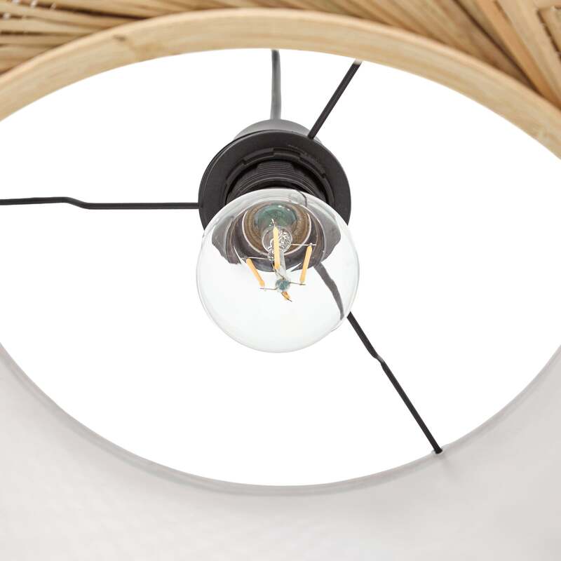 Lindby Hängeleuchte Romaine LED Pendelleuchte dimmbar natur Ø50cm Bambus schwarz - 4255830913907