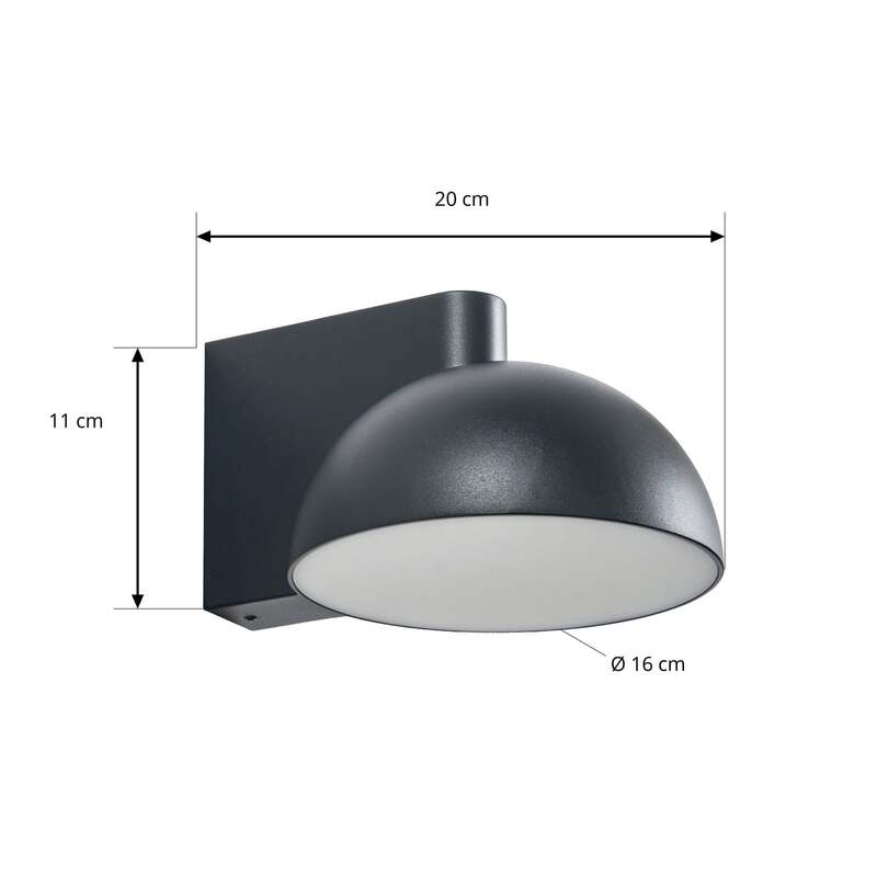 Lucande Außenwandleuchte Velira LED Gartenlampe schwarz Metall IP54 16x11cm - 4255830910906