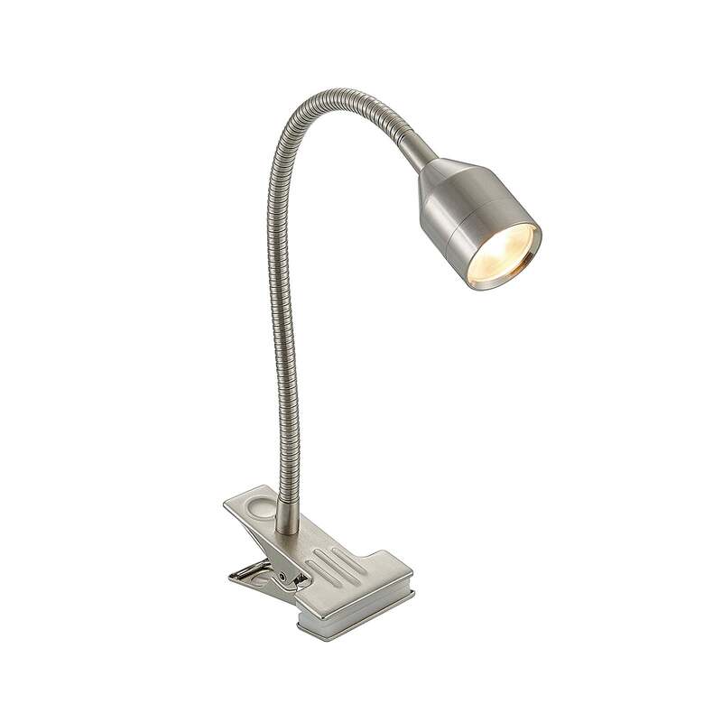 Lindby LED-Klemmleuchte Djamila Tischleuchte Lampe höhenverstellbar nickel 39cm - 4251096572650