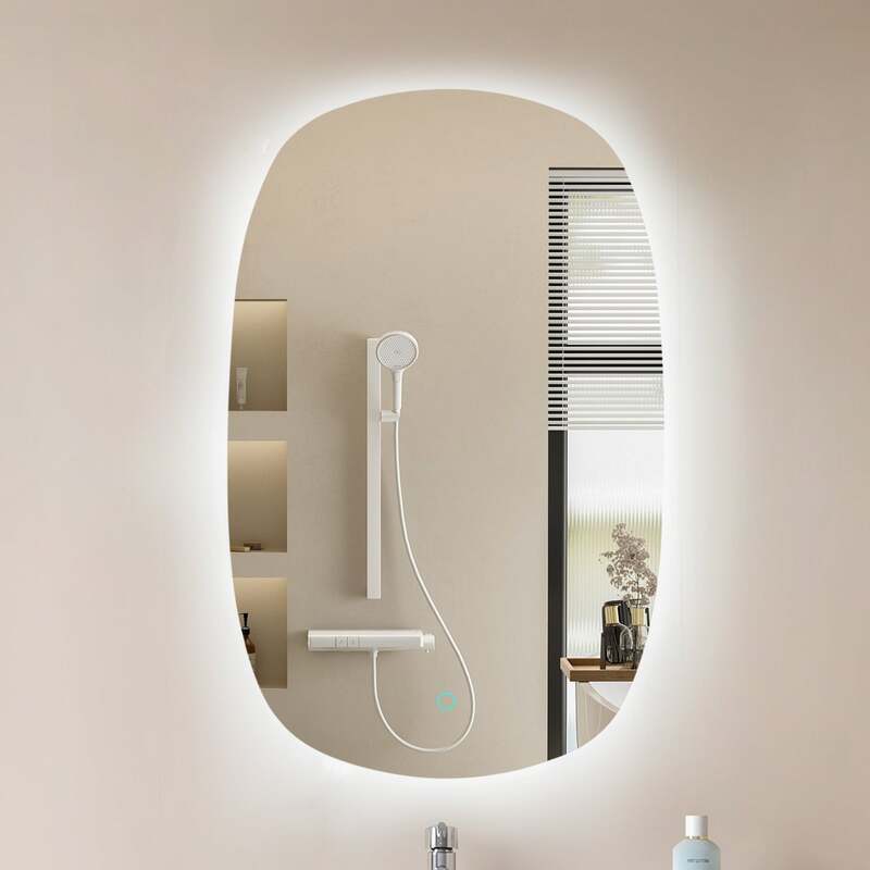Lucande LED-Spiegel Celestiel oval 80 cm beheizbar CCT Chrom 2400 lm - 4251911777857