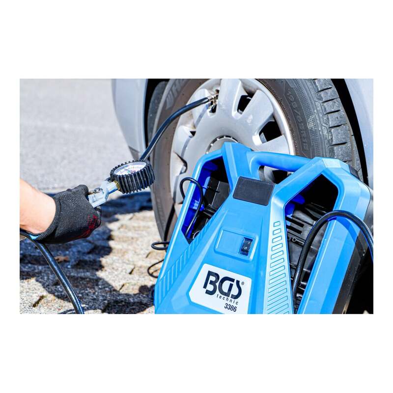BGS technic Druckluft Kompressor 3386 tragbar 1100W 8bar 180l/min Adapter-Set - 4026947033860