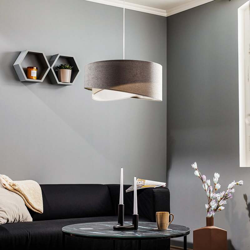 Maco Design Pendellampe Vivien grau/weiß/silber 25cm dimmbar handgefertigt - 5906742041811