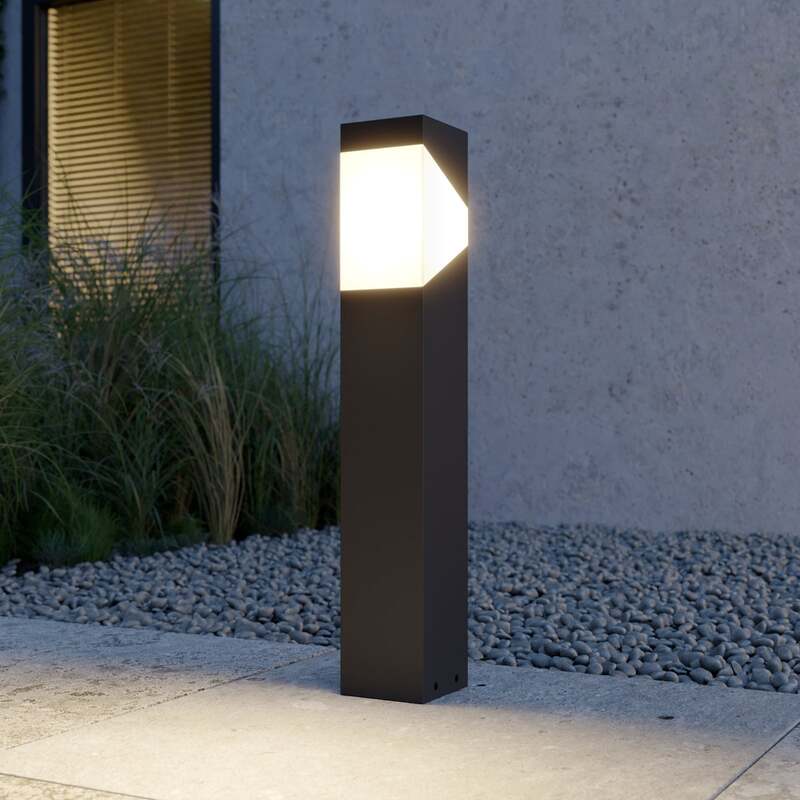 Lucande Sockelleuchte Kiran Gartenleuchte LED dimmbar IP44 grau 60cm Metall - 6291105706209