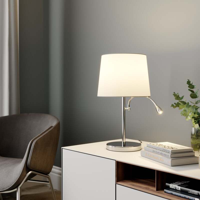 Lindby Tischleuchte Benjiro LED Leselampe Lampe mit Flexarm weiß 52cm hoch - 4251096546750