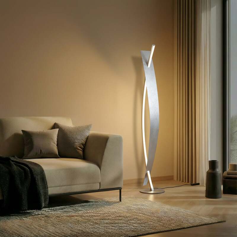 Lucande Stehleuchte dimmbar Marija LED Lampe silber 140cm elegante Leuchte - 4251096553642