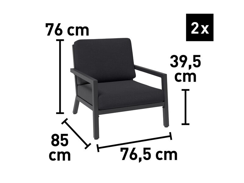 Lounge-Gruppe Garten Aluminium Schwarz-Dunkelgrau 4-teilig Relaxgruppe Terrasse - 4007873338632