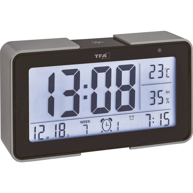 TFA Dostmann Funk Wecker digital 3 Alarmzeiten Temperatur Luftfeuchtigkeit - 4009816029904