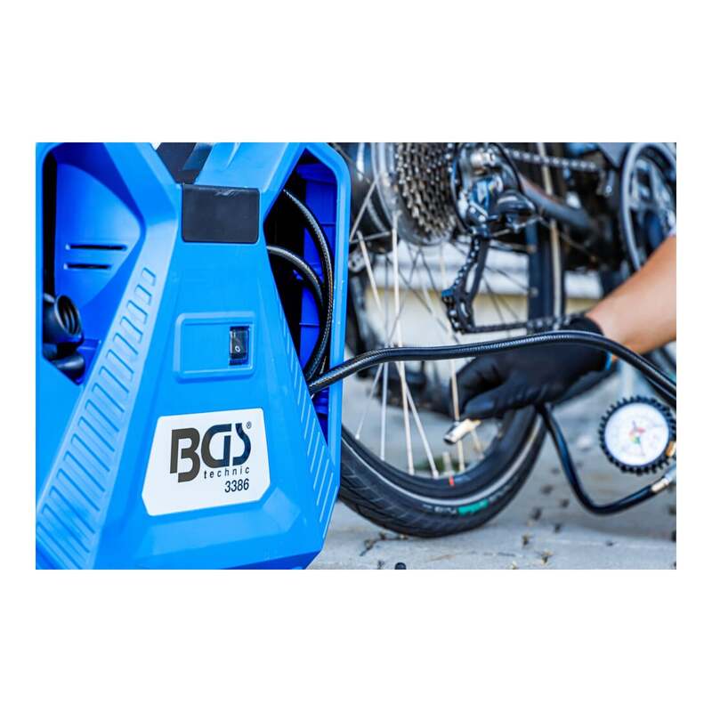 BGS technic Druckluft Kompressor 3386 tragbar 1100W 8bar 180l/min Adapter-Set - 4026947033860