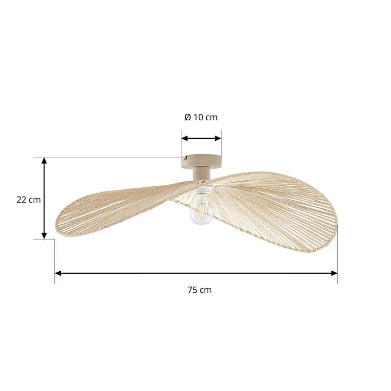 Lindby Deckenleuchte Valdorin LED Lampe dimmbar beige 75x50cm Papier Leuchte - 4255830914096