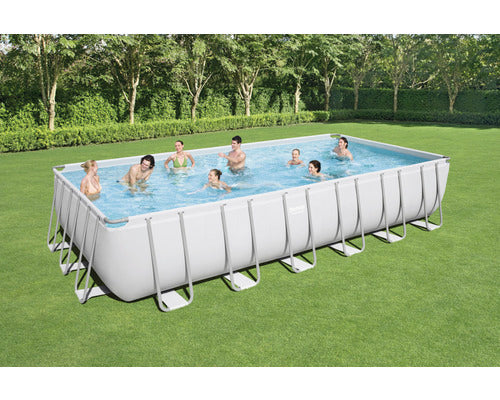 Bestway Aufstellpool Framepool Power Steel eckig 732x366x132cm grau - 4306517616274