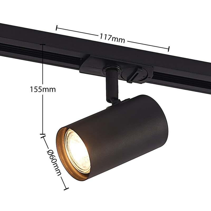 Lindby Schienenspot Linaro GU10 LED Strahler dimmbar schwarz 1-Phasen Ø6cm - 4251911701500