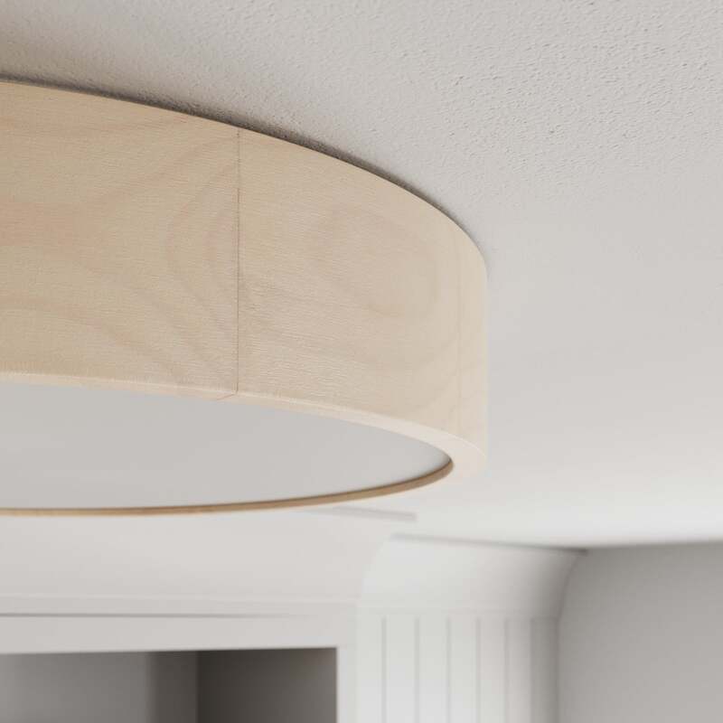 Envostar Deckenlampe Leuchte Kerio LED dimmbar Holz Glas weiß Ø47cm 8cm hoch - 4251911795738