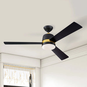 B-Ware Westinghouse Deckenventilator Tristan schwarz matt Holz mit Beleuchtung 132cm