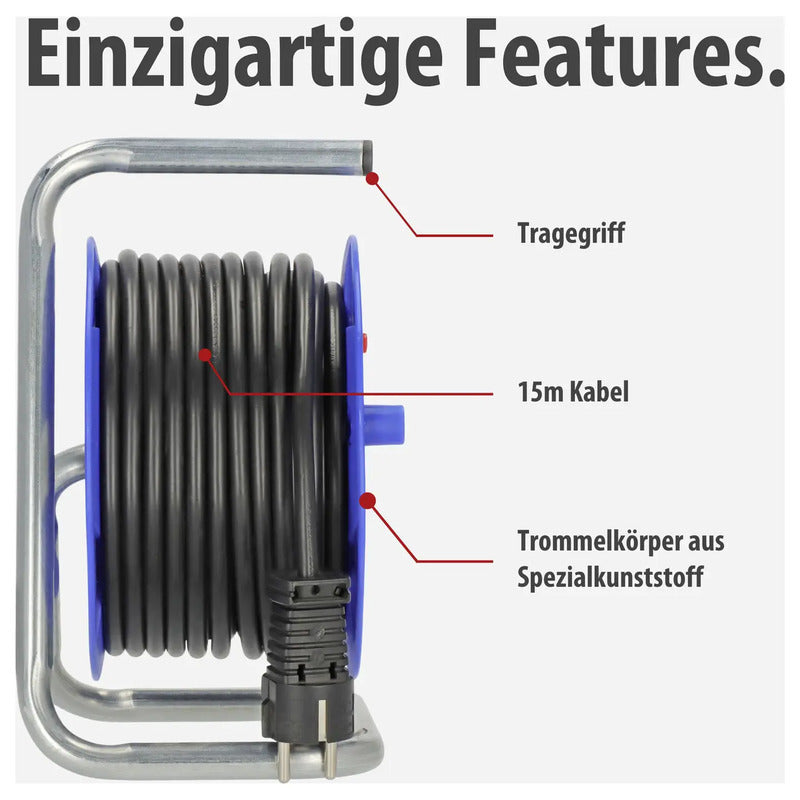 Brennenstuhl Kabeltrommel 15m Schutzkontakt-Stecker 4-fach Überhitzungsschutz - 4007123108053