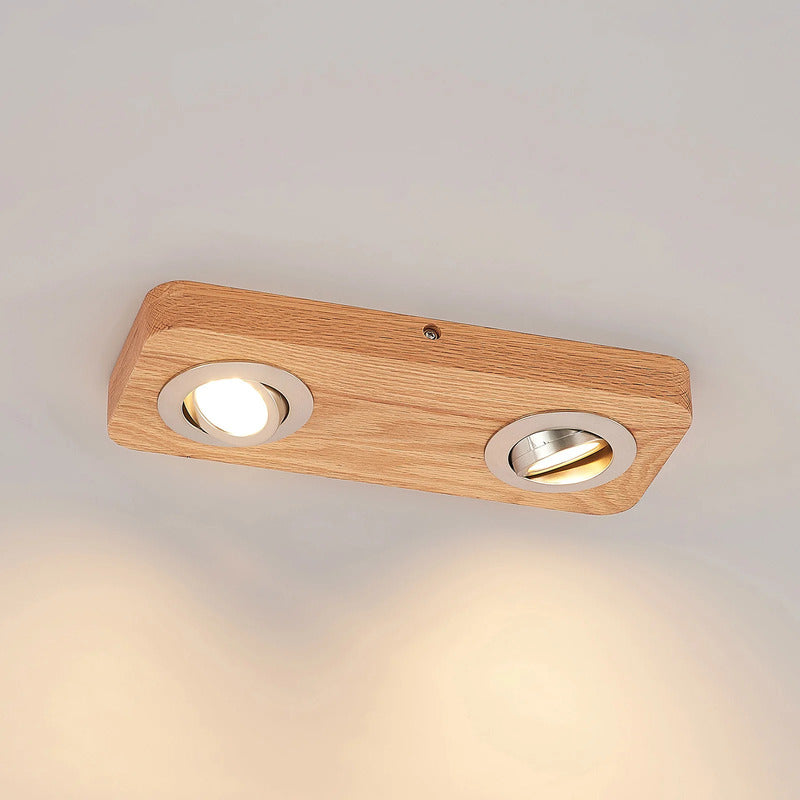 Lindby LED Ceiling Light Mikari, 30 Cm, Wood, Swivelling - 4251911707946