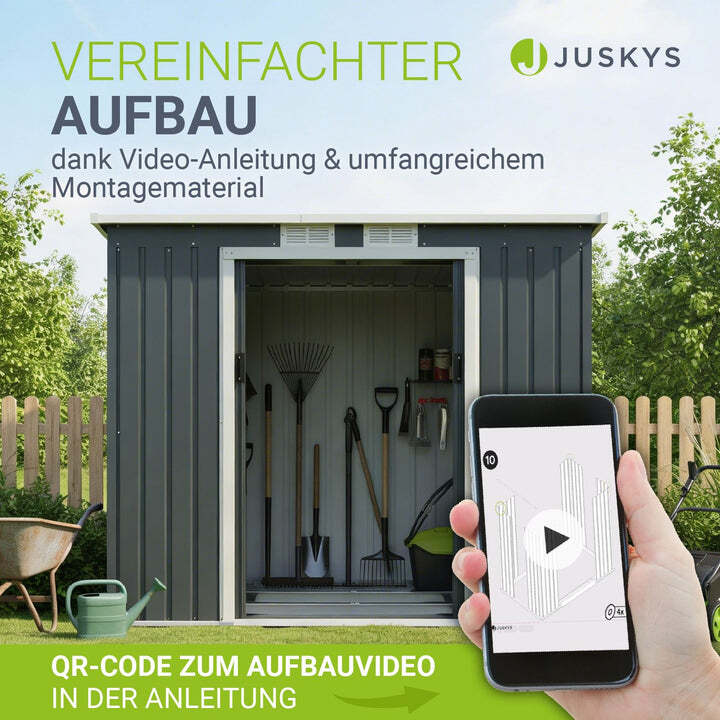 Gerätehaus Metall Geräteschuppen Gr M verzinkter Stahl Fundamentrahmen Anthrazit - 4260304768280
