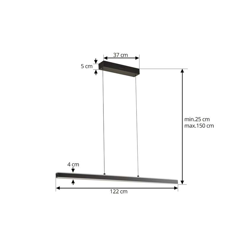 Lucande LED-Hängeleuchte Pendolo 120 cm schwarz dimmbar höhenverstellbar - 4251911791686