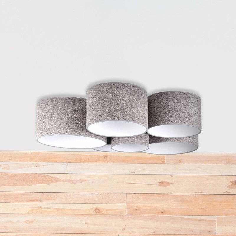 Boucle Deckenleuchte Lampe Hauptbeleuchtung sechs Schirme grau Wohnraum - 5905317600651
