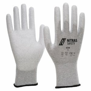 B-Ware NITRAS Handschuh Arbeitshandschuh Antistatikhandschuh Größe 10 Grau Weiß 24 PAAR