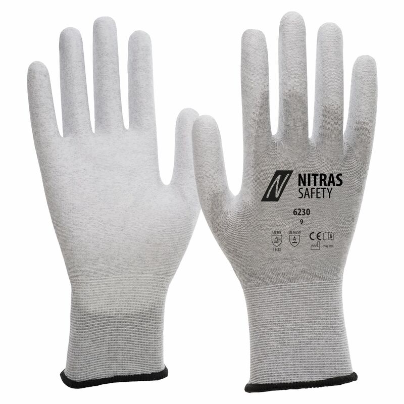 NITRAS Handschuh Arbeitshandschuh Antistatikhandschuh Größe 10 Grau Weiß 24 PAAR - 4059904093805