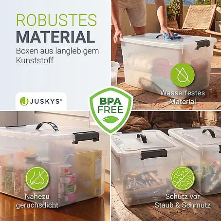Aufbewahrungsbox Kunststoffbox 30L Set 6-teilig grau weiß semitransparent - 4260565529286