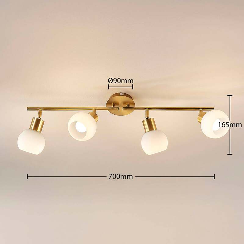 Lindby Deckenleuchte Deckenlampe Elaina messing Glas Opalglasschirme 4 flam940 - 6291106553307