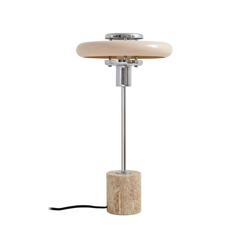 Lindby Tischleuchte Lampe Retro beige Metall Travertin Schreibtischleuchte - 4255830903366