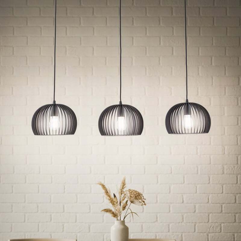 Lindby Pendelleuchte Jusra Hängeleuchte Lampe Leuchte 3-flg. E27 Metall schw28 - 4251096551778