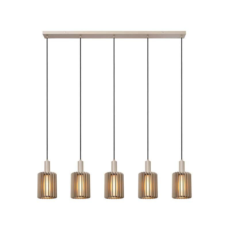 Lucide Pendellampe Hängeleuchte Lambres Glas Metall taupe 5-flammig E27 LED - 5411212452979