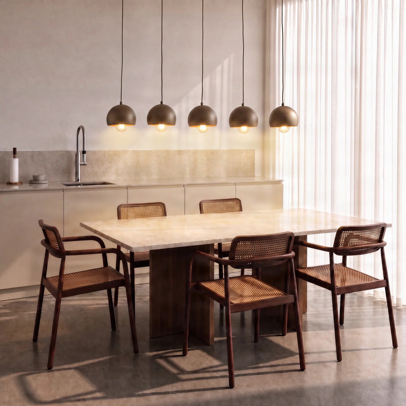 Hängelampe Sool 5-flammig LED Pendelleuchte dimmbar beige matt Stahl 95cm - 5907565912166
