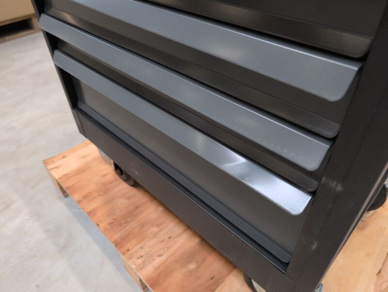 STIER Werkstattwagen Premium Edelstahl-Arbeitsfläche 7 Schubladen schwarz 500kg - 4251709625766