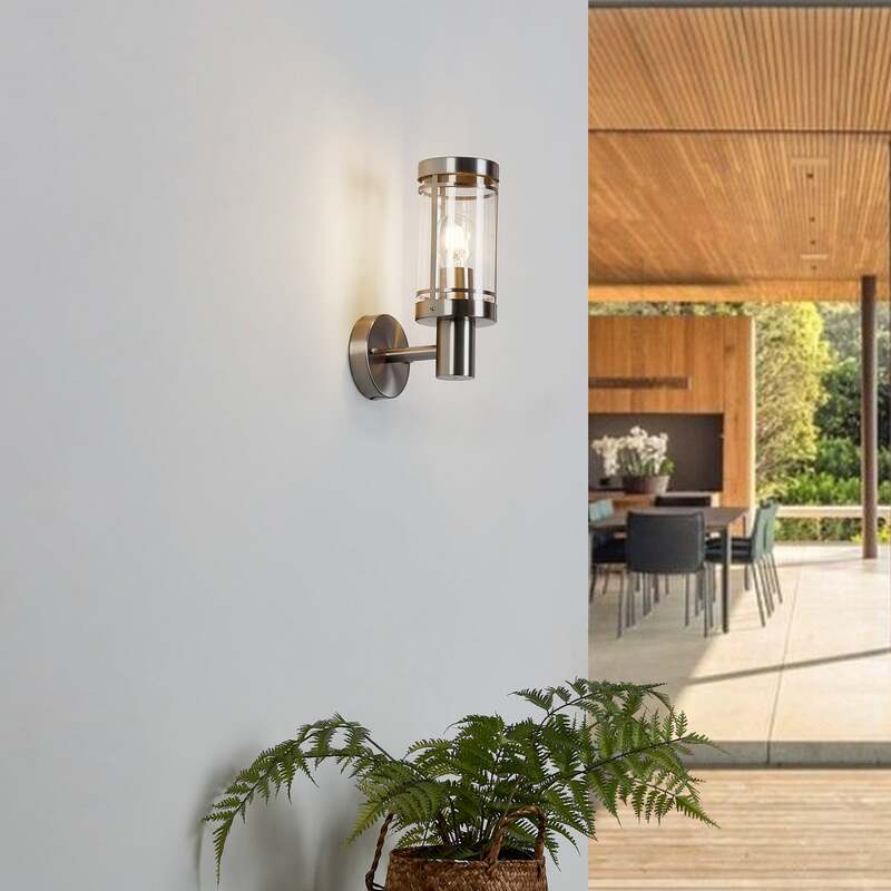Lindby Außenwandleuchte Djori Außenlampe Wandleuchte Wandleuchte E27 Edelstahl - 4251096528718