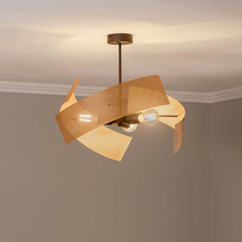 Euluna Deckenleuchte Moira LED Lampe dimmbar goldfarben schwarz Ø47cm 3-flammig - 4251911787818