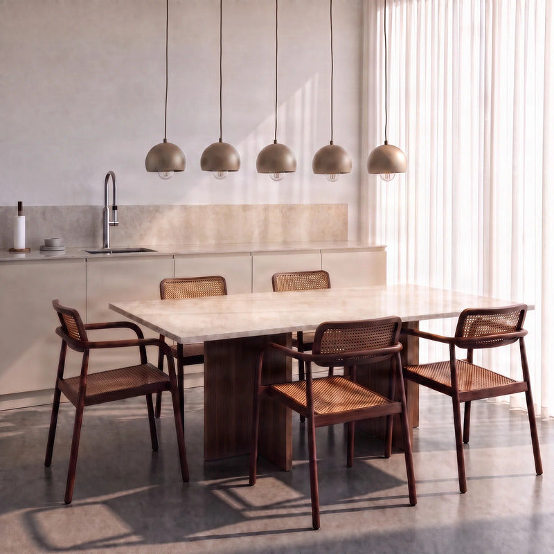 Hängelampe Sool 5-flammig LED Pendelleuchte dimmbar beige matt Stahl 95cm - 5907565912166