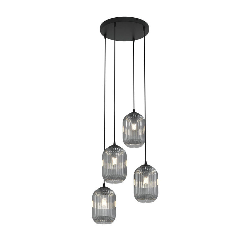 EMIBIG LIGHTING Pendellampe Hängelampe Verdi Ø30cm Lampe Glas 4-fg rauchgrau - 10041177