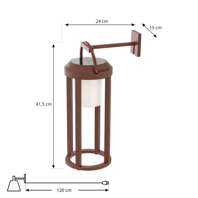 Lucande Wandleuchte Außen LED Solar Tilena dimmbar rost Aluminium 41,5cm - 4251911777147
