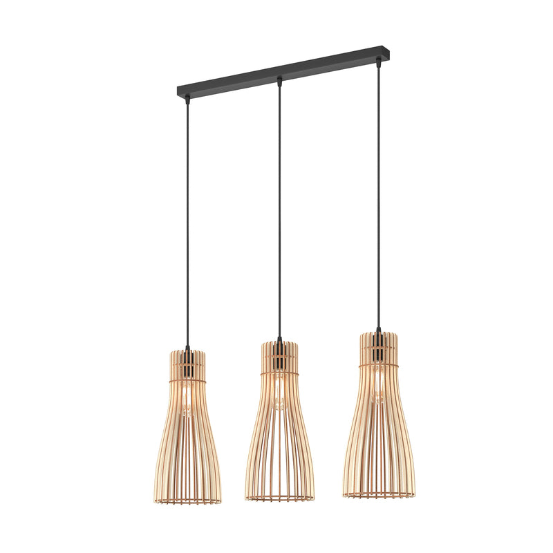 Hängeleuchte Bottle dreiflammig LED Pendelleuchte dimmbar schwarz Holz Stahl - 5907623619907