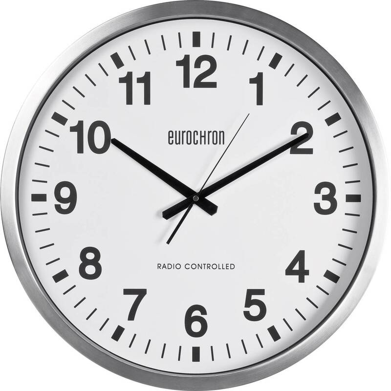 Eurochron Wanduhr Funk Wanduhr Silber analog 50.7cm Designer Wanduhr 63mm - 4016138839265